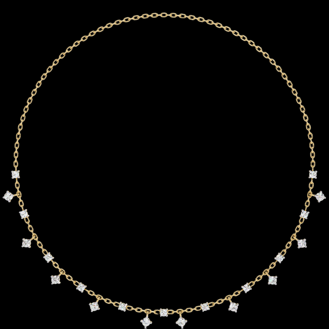 Round Drop Spaced Out Diamond Necklace