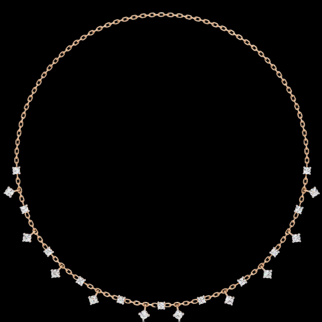 Round Drop Spaced Out Diamond Necklace