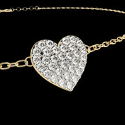 Heart-Shaped Cluster Diamond Pendant Bracelet
