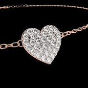 Heart-Shaped Cluster Diamond Pendant Bracelet