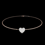 Heart-Shaped Cluster Diamond Pendant Bracelet