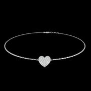 Heart-Shaped Cluster Diamond Pendant Bracelet