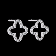 4 Petal Cluster Diamond Earrings