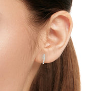 Baguette & Round Curvy Diamond Hoop Earrings