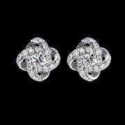 Cluster Ribbon Style Diamond Earrings