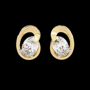 Mango Shaped Oval Solitaire Diamond Earrings