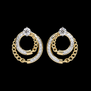 Dual Circle Cluster Diamond Earrings