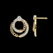 Dual Circle Cluster Diamond Earrings