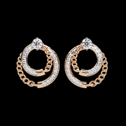 Dual Circle Cluster Diamond Earrings