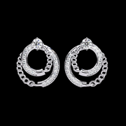Dual Circle Cluster Diamond Earrings