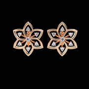 6 Petal Floral Styled Diamond Earrings