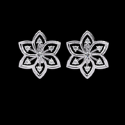 6 Petal Floral Styled Diamond Earrings