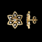 6 Petal Floral Styled Diamond Earrings