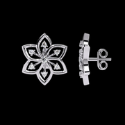 6 Petal Floral Styled Diamond Earrings