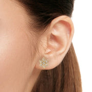 6 Petal Floral Styled Diamond Earrings