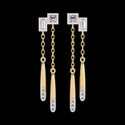 Baguette and Princess Diamond Drop Earrings