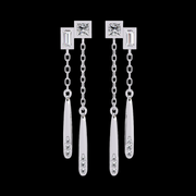 Baguette and Princess Diamond Drop Earrings
