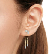 Baguette and Princess Diamond Drop Earrings