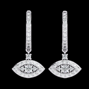 Eye Shaped Diamond Drop Earrings