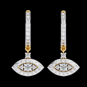 Eye Shaped Diamond Drop Earrings