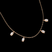 4 Oval Diamond Drop Necklace