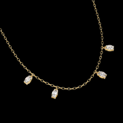 4 Oval Diamond Drop Necklace