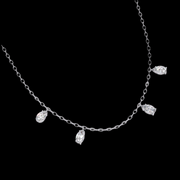 4 Oval Diamond Drop Necklace