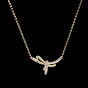 Bow-Shaped Diamond Pendant Necklace