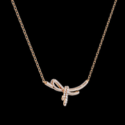 Bow-Shaped Diamond Pendant Necklace