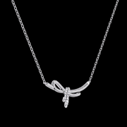 Bow-Shaped Diamond Pendant Necklace