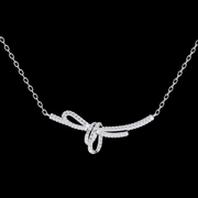 Bow-Shaped Diamond Pendant Necklace