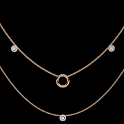Circle Pendant Round Diamond Layered Necklace