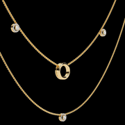 Circle Pendant Round Diamond Layered Necklace
