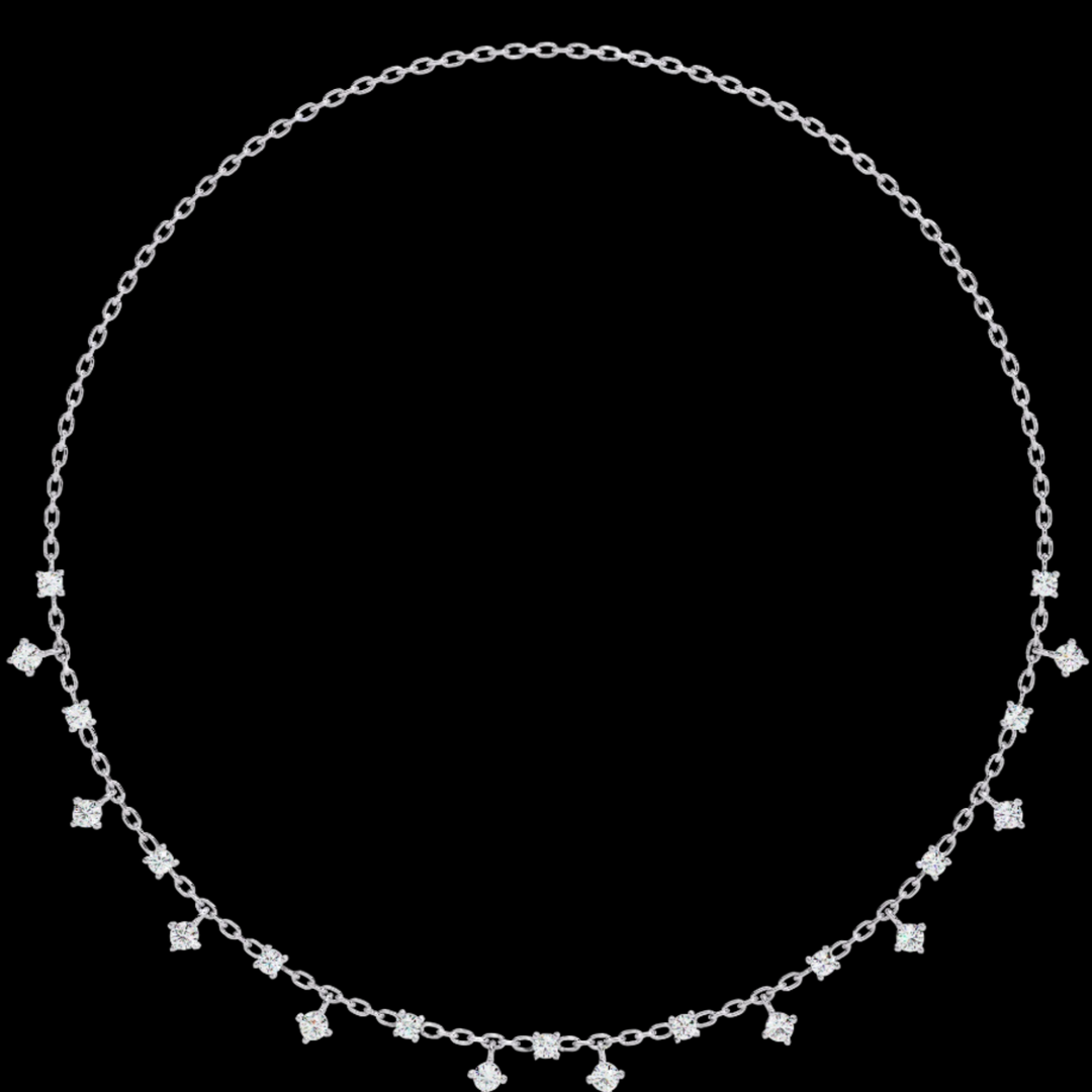 Round Drop Spaced Out Diamond Necklace
