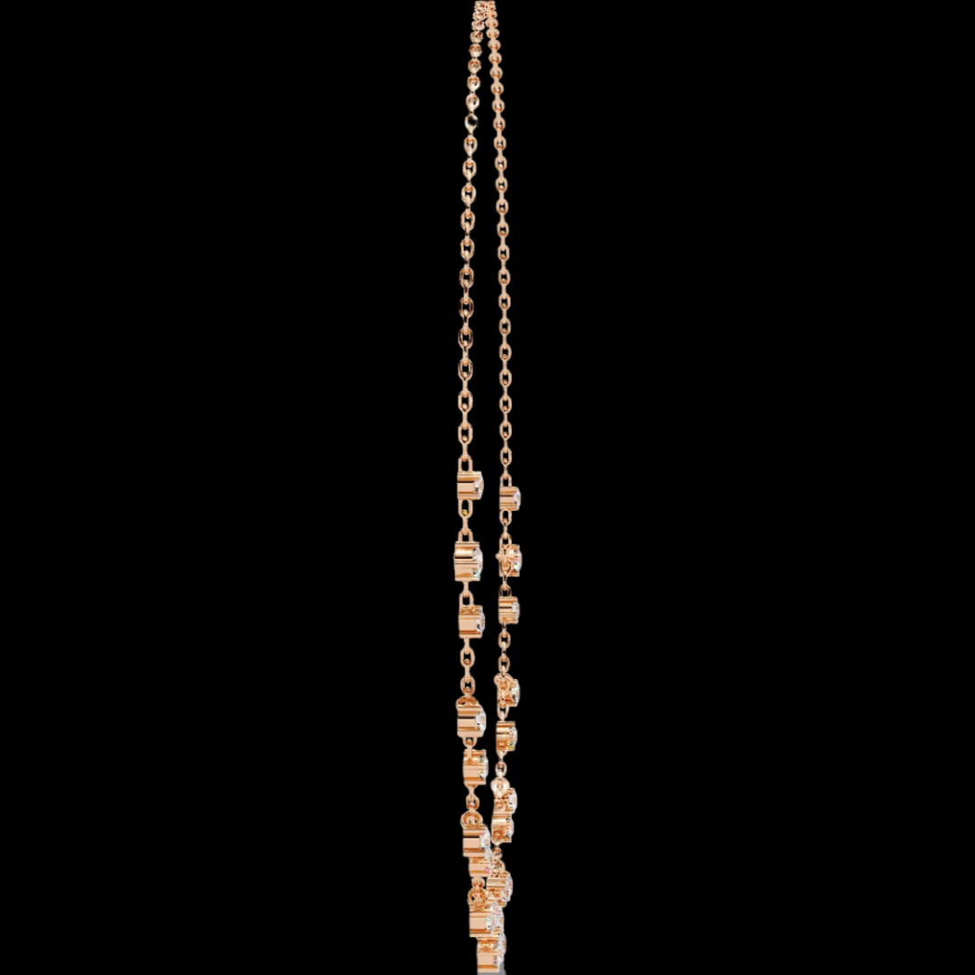 Round Drop Spaced Out Diamond Necklace